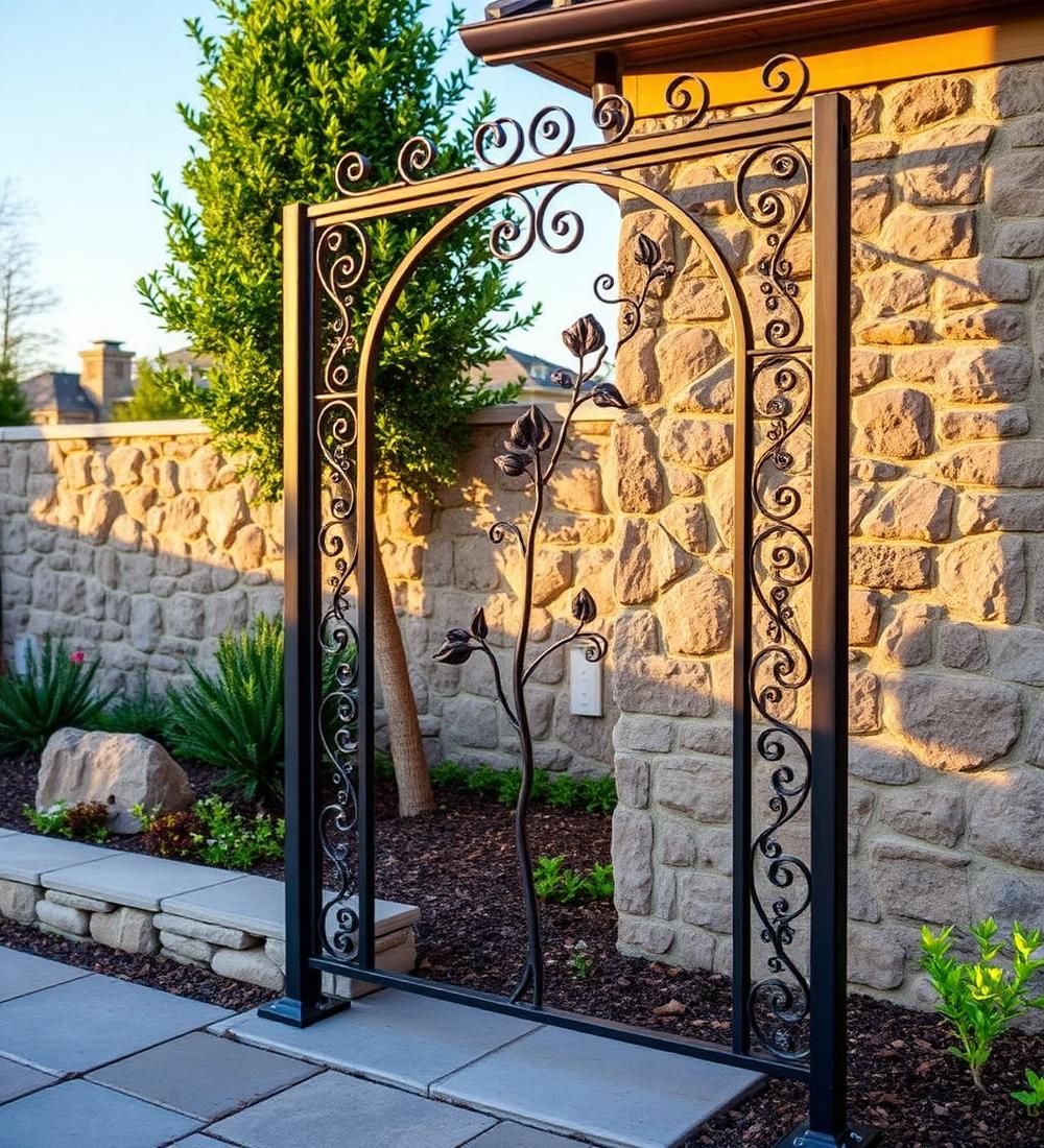Garden trellis with vine motif