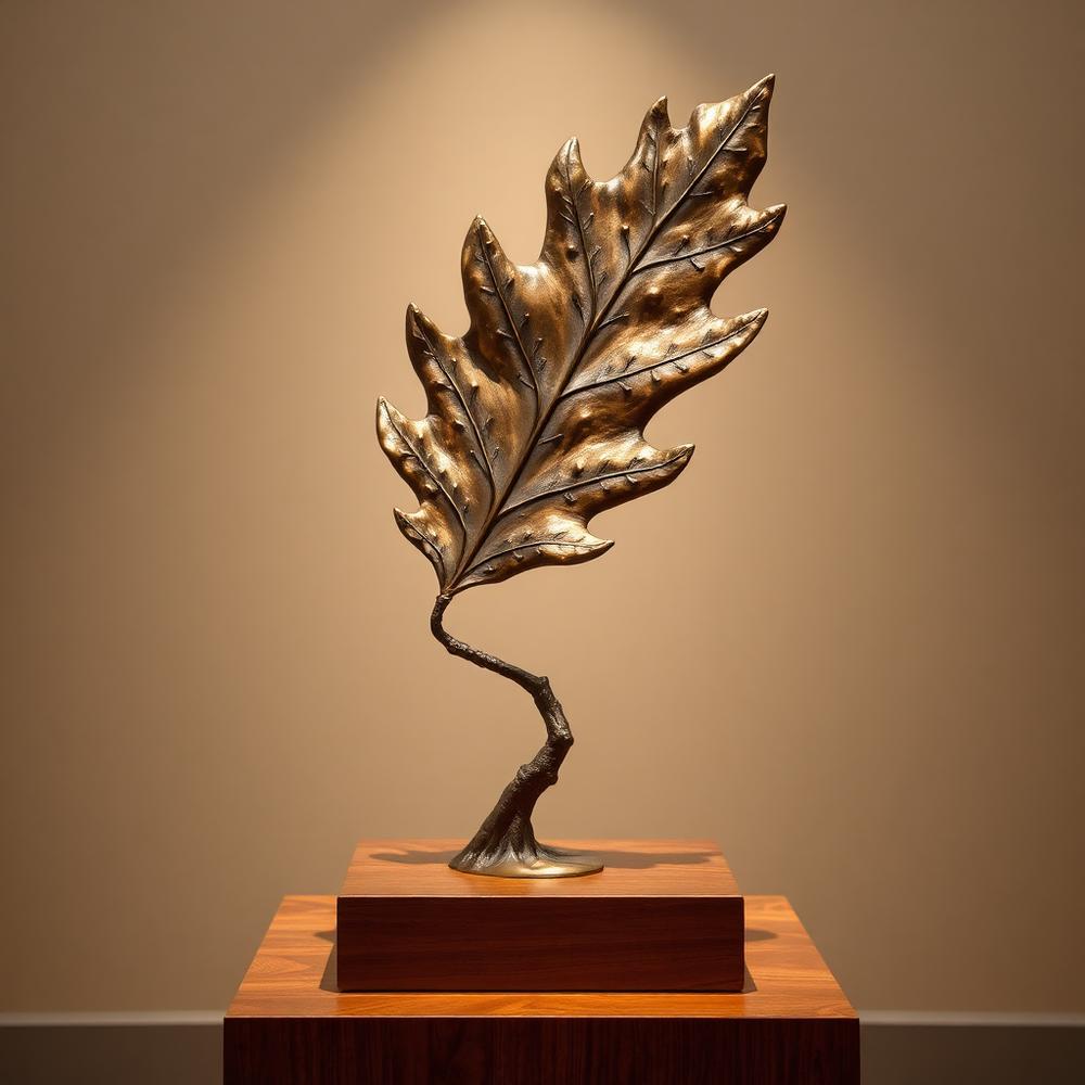 Bronze oak-leaf sculpture